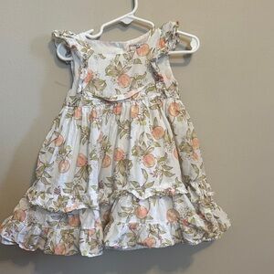 Girls White Peach-Print Ruffle Summer Dress 2T sincerely Jules girl